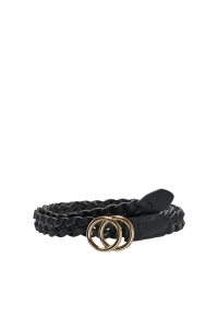 ONLY KOGRASMI SLIM BRAIDED PU JEANS BELT: black/gold metal