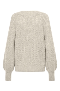 ONLY ONLLUCILLA LS GLITTER V-NECK KNT birch/gold glitter