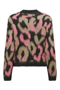 ONLY ONLWILD L/S JQ O-NECK KNT pirate black/salmon rose + curry