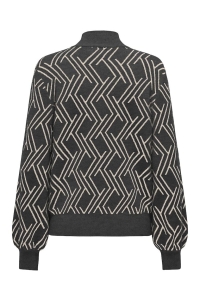 ONLY ONLANNY LS JQ O-NECK KNT dark grey melange/whitecap gray