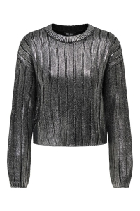 ONLY ONLKAMA LS O-NECK FOIL KNT black/silver foil