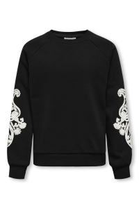 ONLY KOGEASTON LIFE L/S EMBROIDERY SWT black/cloud dancer