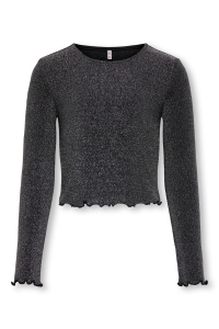 ONLY KOGQUEEN L/S GLITTER TOP BF JRS black/w. silver
