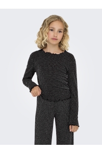 ONLY KOGQUEEN L/S GLITTER TOP BF JRS black/lurex silver/harlekin