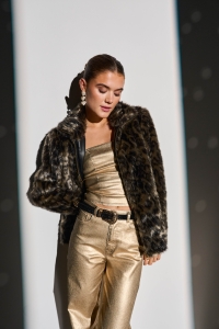 ONLY ONLJUICY-VIV HW W METAL COATED PANT: gold colour