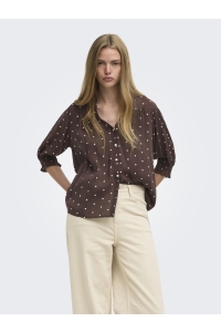 ONLY ONLRAYA 3/4 SHIRT WVN NOOS deep mahogany/dots