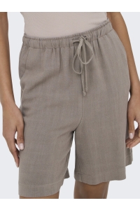 ONLY ONLSIESTA MW PULL-UP LIN BL SHORTS : walnut