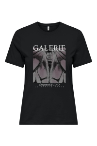 ONLY ONLALLIE LIFE REG S/S AOP TOP BOX J: black/galerie