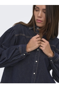 ONLY ONLNORELA LS RINSE DNM SHIRT MAE dark blue denim