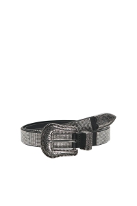 ONLY KOGPHOEBE GLITTER PU JEANS BELT ACC black/clear stones silver