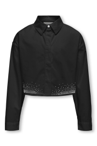 ONLY KOGHILDA LIFE LS BOXYSTONE SHIRT WV: black/rhinestones
