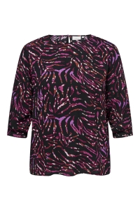 carmakoma CARNANCI LIFE 3/4 O-NECK TOP AOP black/animal reverie