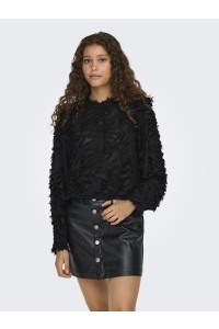 ONLY ONLCAMMIE L/S FRILL TOP PTM black