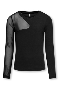 ONLY KOGCOLETTE LIFE L/S MIX TOP BOX JRS black/plain mesh
