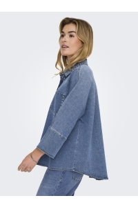 ONLY ONLGRACE 3/4 SL STUD DNM SHIRT GUA medium blue denim