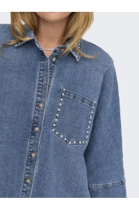 ONLY ONLGRACE 3/4 SL STUD DNM SHIRT GUA medium blue denim