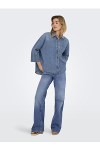 ONLY ONLGRACE 3/4 SL STUD DNM SHIRT GUA medium blue denim