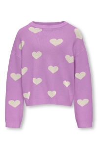 ONLY KOGMONTANA LS JQ LOOSE O-NECK CP KN: african violet/heart birch
