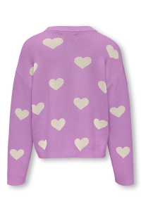 ONLY KOGMONTANA LS JQ LOOSE O-NECK CP KN: african violet/heart birch