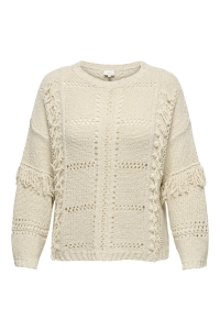 carmakoma CARYRSA LIFE LS FRINGE O-NECK KNT birch