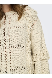 carmakoma CARYRSA LIFE LS FRINGE O-NECK KNT birch