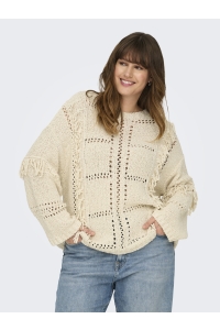 carmakoma CARYRSA LIFE LS FRINGE O-NECK KNT birch