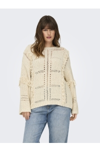 carmakoma CARYRSA LIFE LS FRINGE O-NECK KNT birch