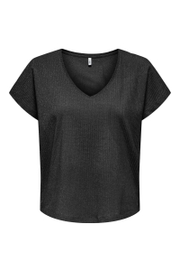 ONLY ONLASIA S/S V-NECK TOP CC JRS black/black glitter