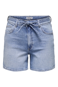 ONLY ONLGIANNA MW BELTED SHORTS AZG DNM : light blue denim