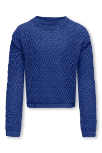 ONLY KOGDONNA LIFE LS O-NECK OPEN STRUC : mazarine blue