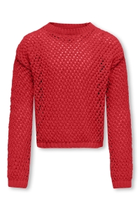 ONLY KOGDONNA LIFE LS O-NECK OPEN STRUC : mars red
