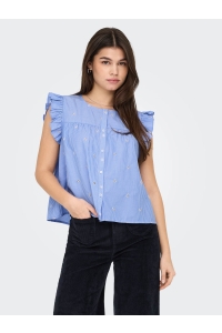 ONLY ONLAMANDA SL EMB TOP WVN coronet blue/white