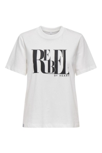 ONLY ONLLEONA S/S TEXT EMB. TOP BOX JRS cloud dancer/rebel