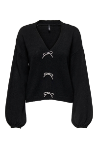 ONLY ONLDONNA LS BOW V-NECK KNT black