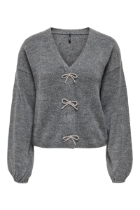 ONLY ONLDONNA LS BOW V-NECK KNT medium grey melange