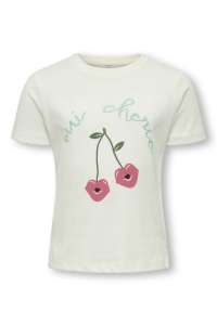 ONLY:KIDS ONLY KMGCANDY LIFE S/S PRINTED TEE JRS N: cloud dancer/cherries