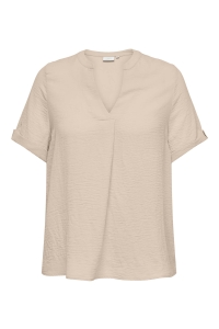 carmakoma CARJACKIE LIFE S/S V-NECK TOP WVN sandshell