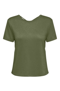 ONLY ONLAMBER LIFE S/S GLITTER TOP JRS kalamata/frosted almond glitter