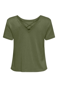 ONLY ONLAMBER LIFE S/S GLITTER TOP JRS kalamata/frosted almond glitter