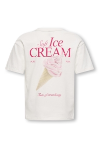 ONLY KOGHELEN LIFE S/S LOOSE TEE JRS NOO: cloud dancer/icecream