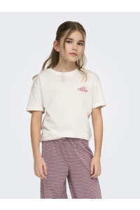 ONLY KOGHELEN LIFE S/S LOOSE TEE JRS NOO: cloud dancer/icecream
