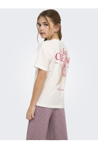 ONLY KOGHELEN LIFE S/S LOOSE TEE JRS NOO: cloud dancer/icecream