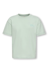 ONLY KOGHELEN LIFE S/S LOOSE TEE JRS NOO: aqua foam/watermelon