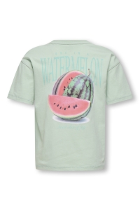 ONLY KOGHELEN LIFE S/S LOOSE TEE JRS NOO: aqua foam/watermelon