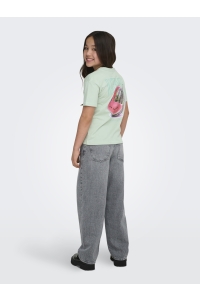 ONLY KOGHELEN LIFE S/S LOOSE TEE JRS NOO: aqua foam/watermelon