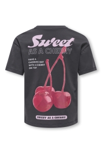 ONLY KOGHELEN LIFE S/S LOOSE TEE JRS NOO: phantom/cherries