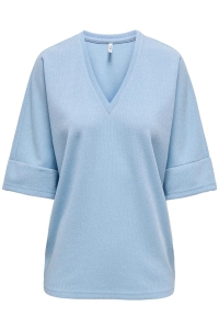 ONLY ONLIVY S/S GLITTER V-NECK TOP CS JR: soft chambray/silver glitter