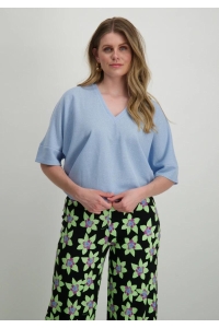 ONLY ONLIVY S/S GLITTER V-NECK TOP CS JR: soft chambray/silver glitter