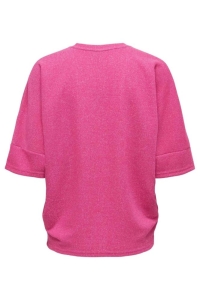 ONLY ONLIVY S/S GLITTER V-NECK TOP CS JR: pink yarrow/silver glitter