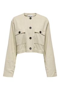 ONLY ONLPAMPA L/S LINEN BL JACKET PNT french oak/w blue strip